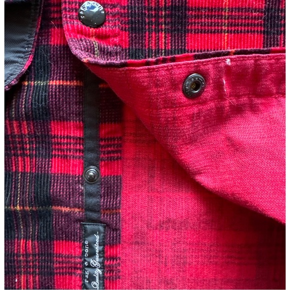 Rag & Bone Men's Corduroy Engineered Plaid Snap Sport Shirt - Picture 4 of 6